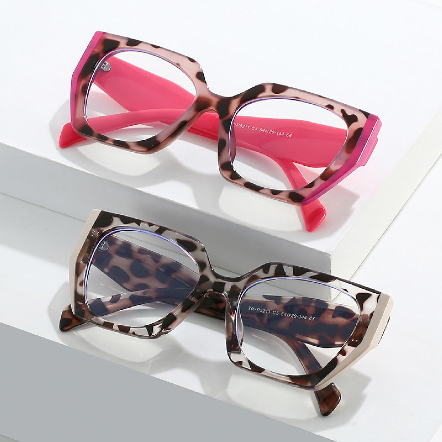 MUTYNE Retro Polygon Cat Eye Women Glasses Frame Fashion Double Color Clear Men Frame
