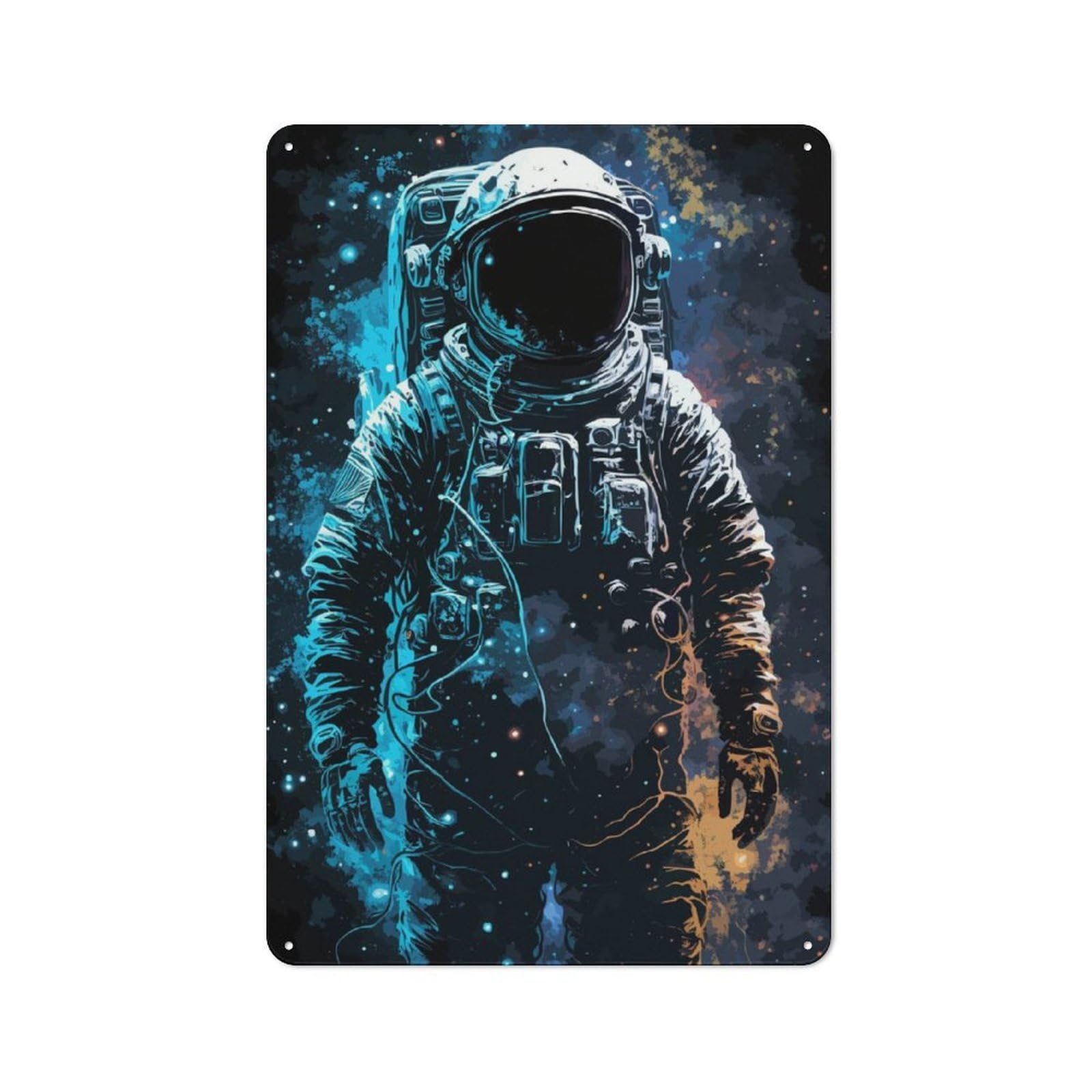 Junmoney Astronaut Splatter Retro Tin Sign 30X20cm For Man Cave Or Games Room, For Collectors Decorating Games Rooms And Man Caves