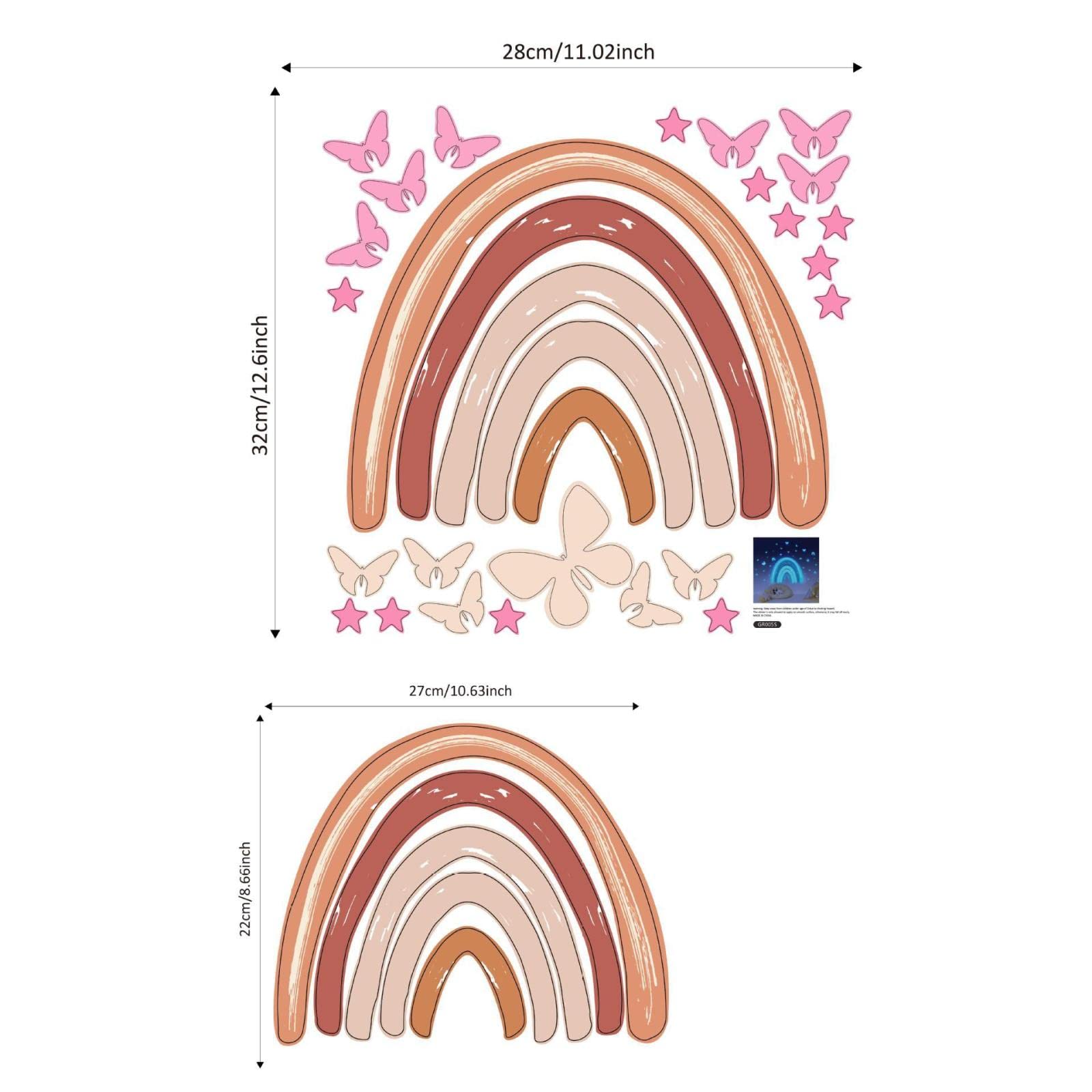 Adesivi Murali Farfalla Arcobaleno Arancione Adesivi da Parete Stelle Fluorescenti Adesive Soffitto Adesivi Murali Bambini Stelline Luminose per Cameretta Soggiorno Decorazioni 2 Pezzi