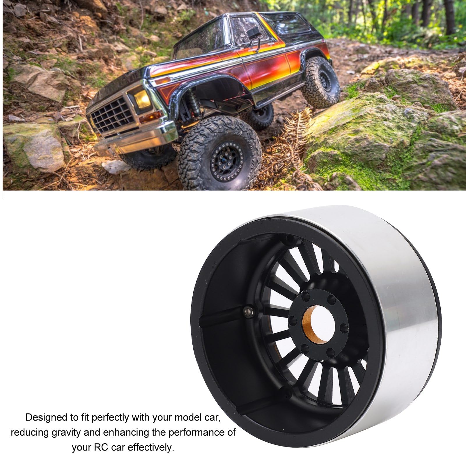 Cerchio in lega di alluminio RC da 2,6 pollici, 4 pezzi; cerchio metallico per auto RC, facile da installare e dal design leggero; ricambio per Axial RR10 90048, parti per auto RC (Oro)