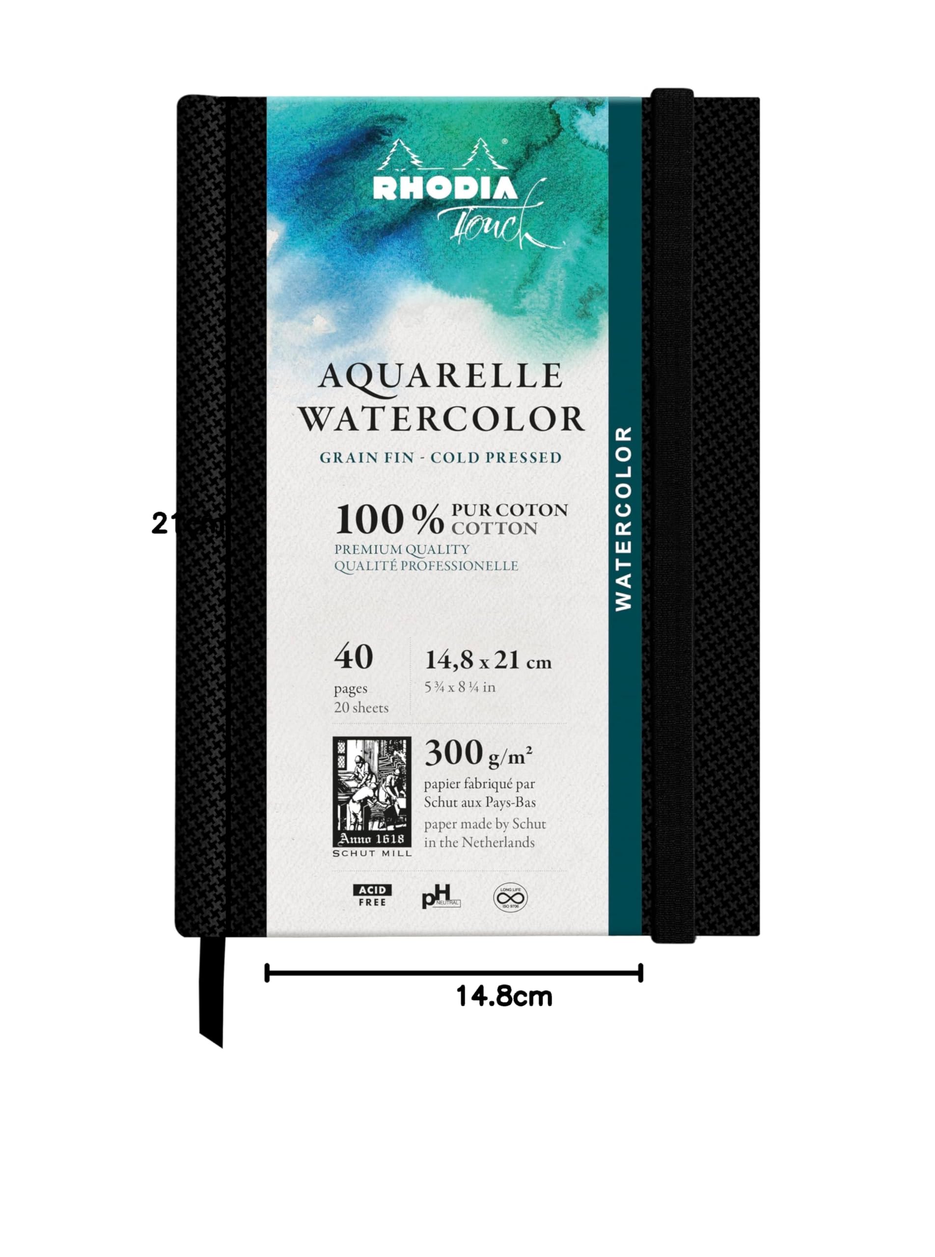 Rhodia Touch 116140C Szkicownik akwarelowy 100% bawełna 300 g A5 40 stron