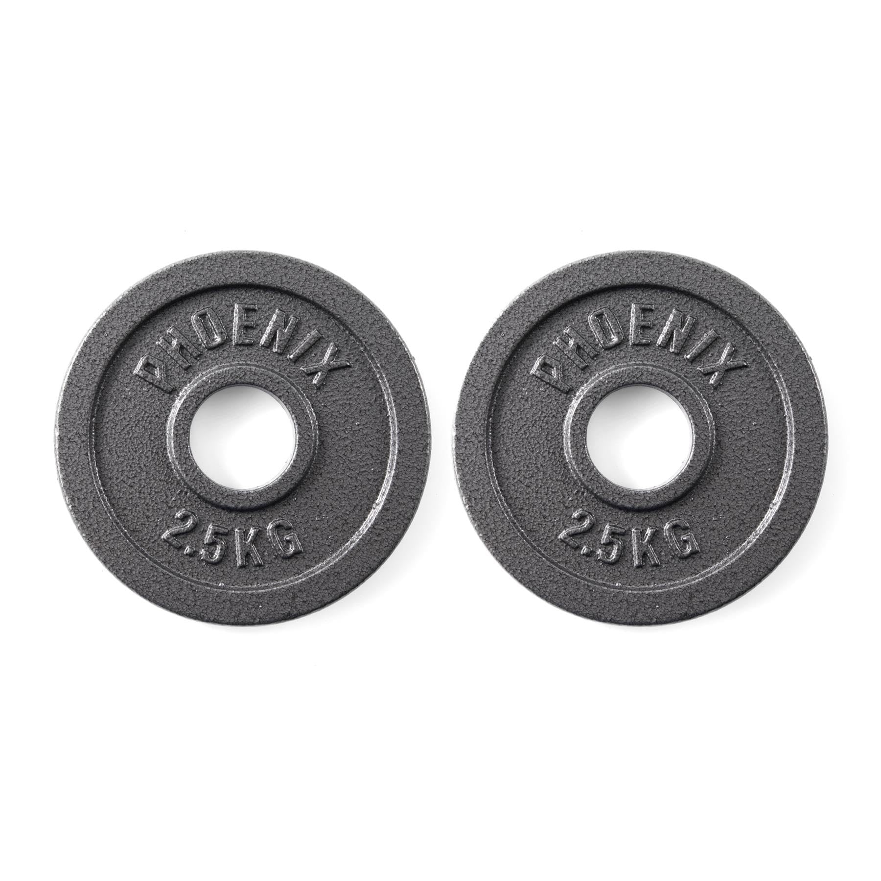 Phoenix Fitness Cast Iron Olympic Weight Plates - 2-Inch Free Weight Plate for Barbell Dumbbell Bars, Weightlifting & Strength Training at Home Gym - Pair, 2.5kg