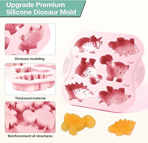 Miniatura 2 de Paquete de 2 moldes de silicona para dinosaurios, moldes de gelatina de dinosaurio multiusos para niños, molde de jabón de dinosaurio perfecto,