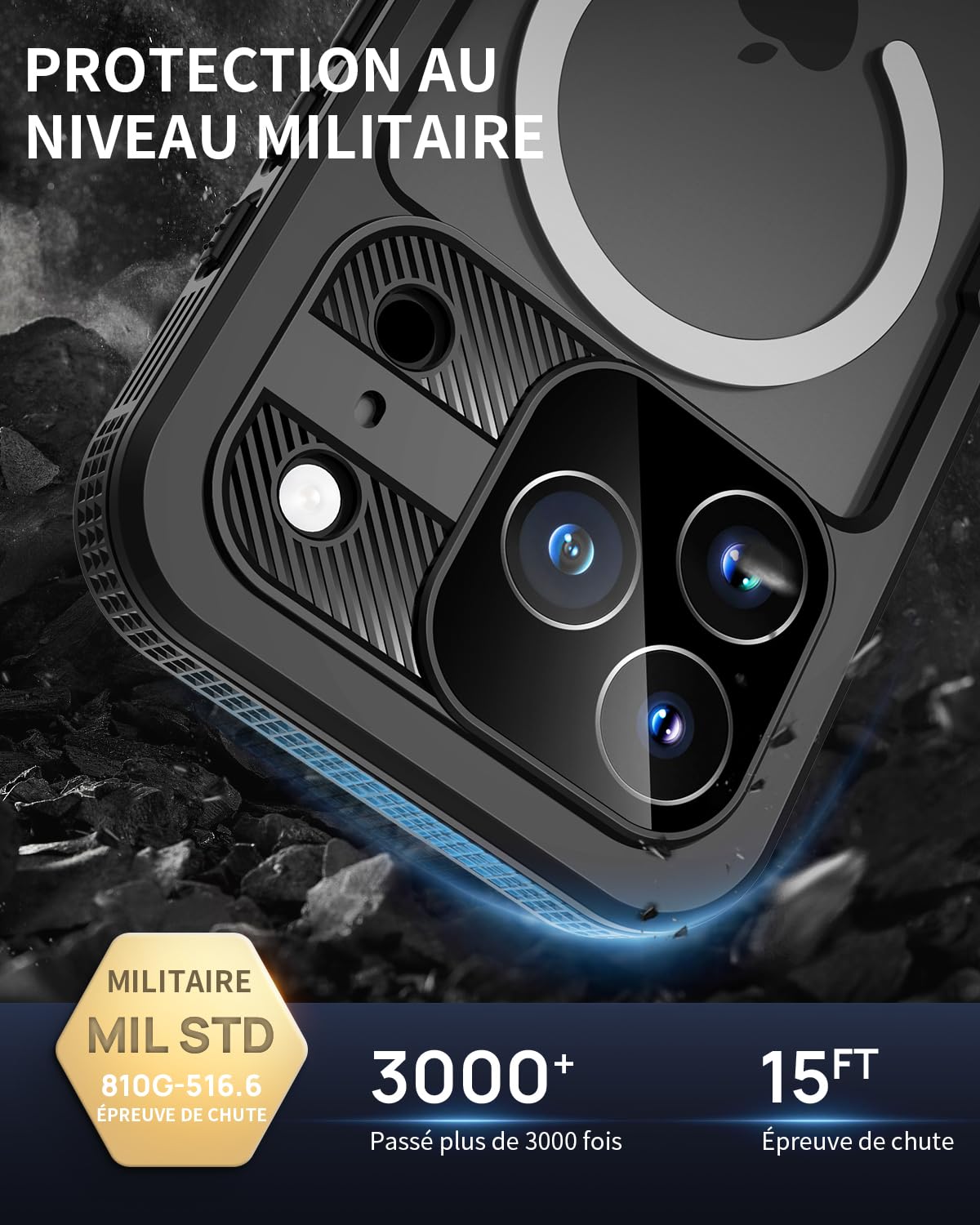 Lanhiem Coque pour iPhone 17 Pro IP68 Étanche Anti-Espion 360 Integrale | Noir,Imperméable,Waterproof,Étui avec Privacy Protection écran,Antichoc,Incassable,Antipoussière,Anti-Spy,Renforcée,Chantier