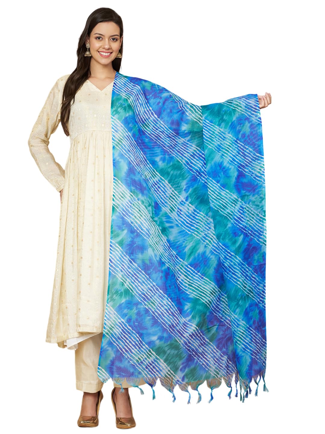 akshadeep Women's Laheriya Print Kota Doria Dupatta-picture-37