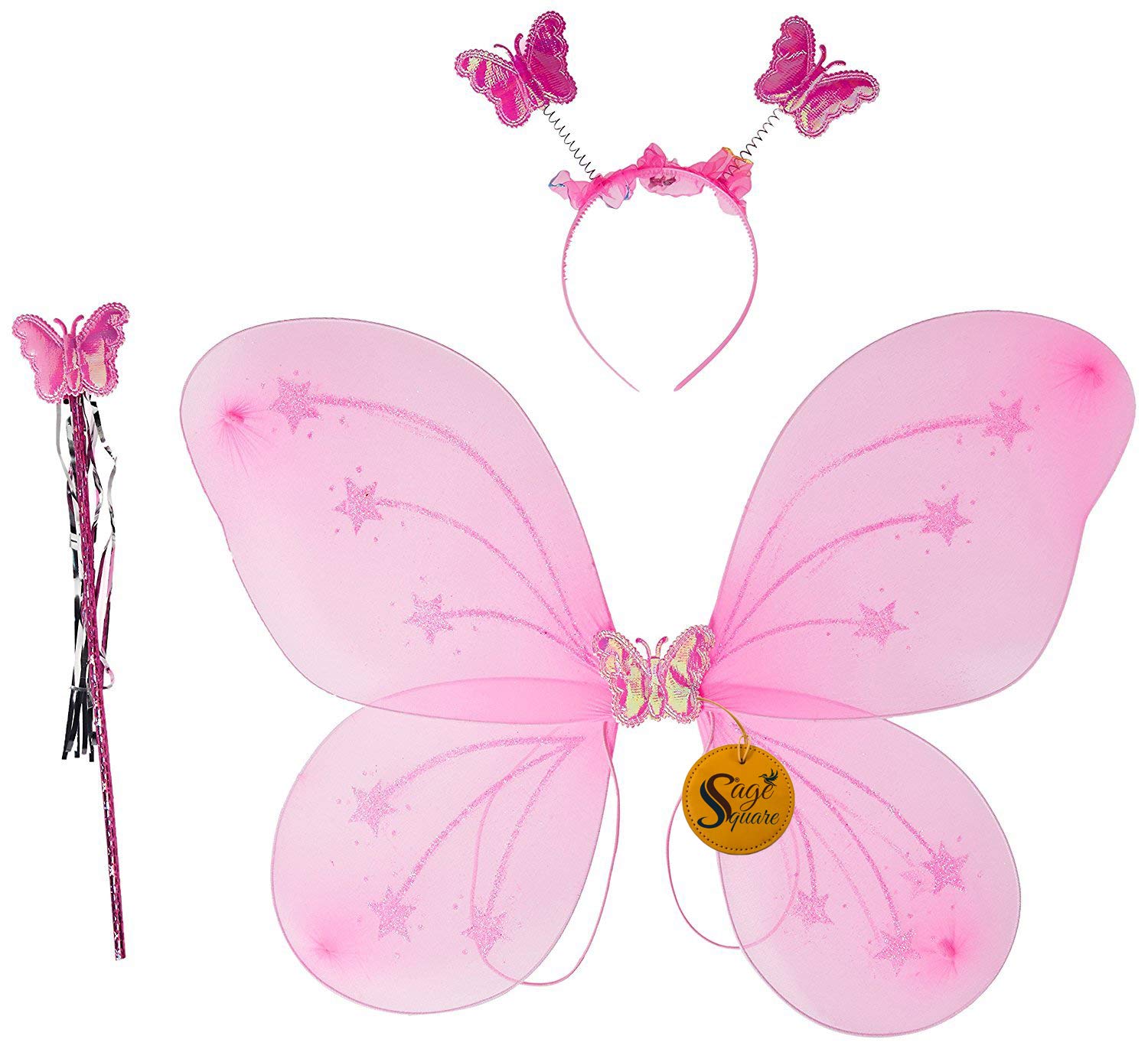 Sage Square Fairy Butterfly Wings Costume for Baby Girl Angel for Party Gift (Pink) Party Supplies/Princess Accessories (B08KXV2DH3) Amazon Price History, Amazon Price Tracker