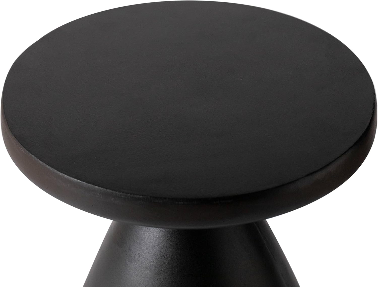 LeisureMod Modern Side Table Lightweight Fiberstone Top 20" Round Accent Table and Hourglass Pedestal Base for Outdoor or Indoor Dune Series in Black
