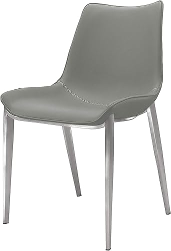 Miniatura 2 de Limari Home Risto Collection - Silla de comedor tapizada de cuero ecológico con patas de acero inoxidable (juego de 2), color gris