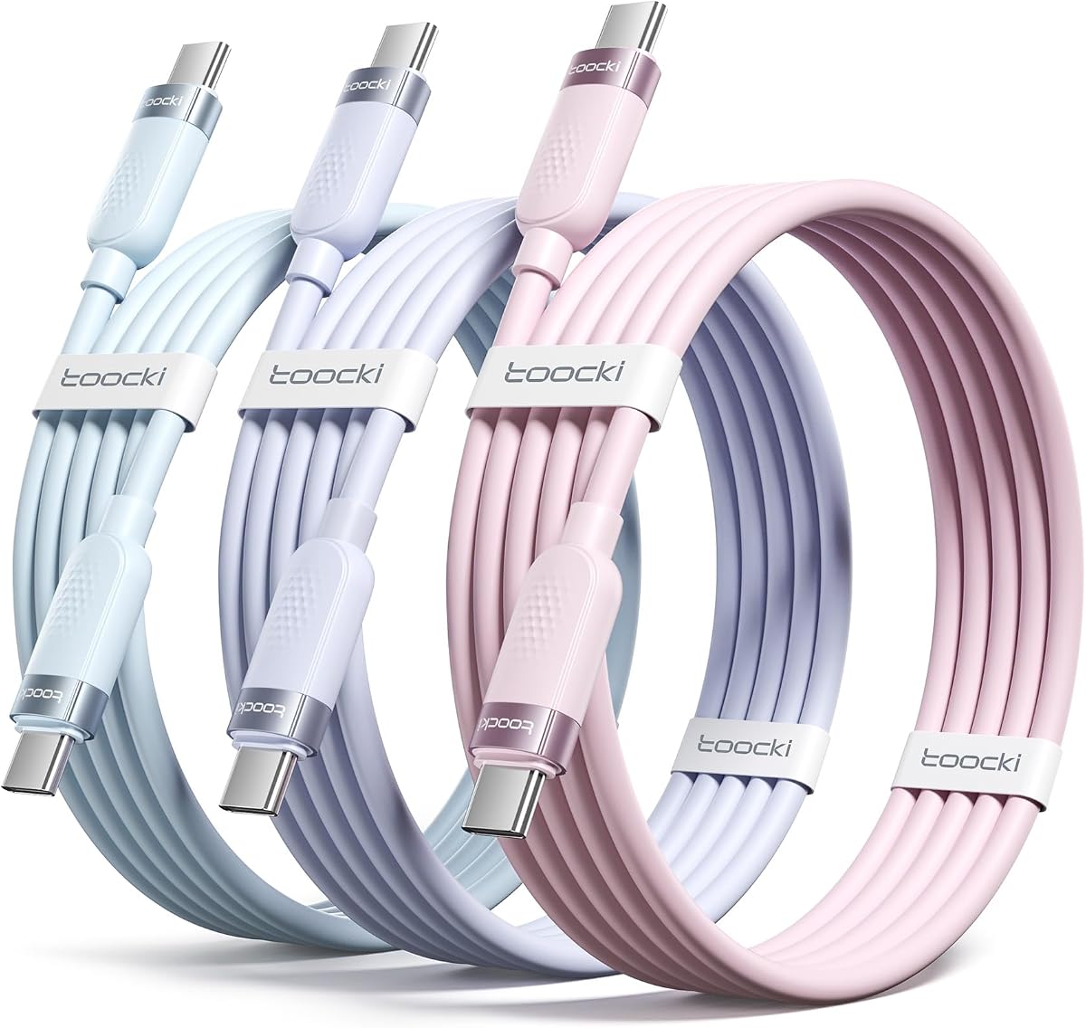 USB C to USB C Cable 3Pack, 6ft, 60W Fast Charging Type C Silicone Cord | Multiple Color, Compatible with iPhone 17 16 15 Pro Plus Pro Max Air, iPad Pro, Galaxy S26, Switch, MacBook Air, Pixel