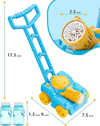 Miniatura 7 de NAPEI Máquina de burbujas cortacésped de burbujas para niños pequeños de 1 a 3 años cortacésped de juguete cortacésped soplador de burbujas
