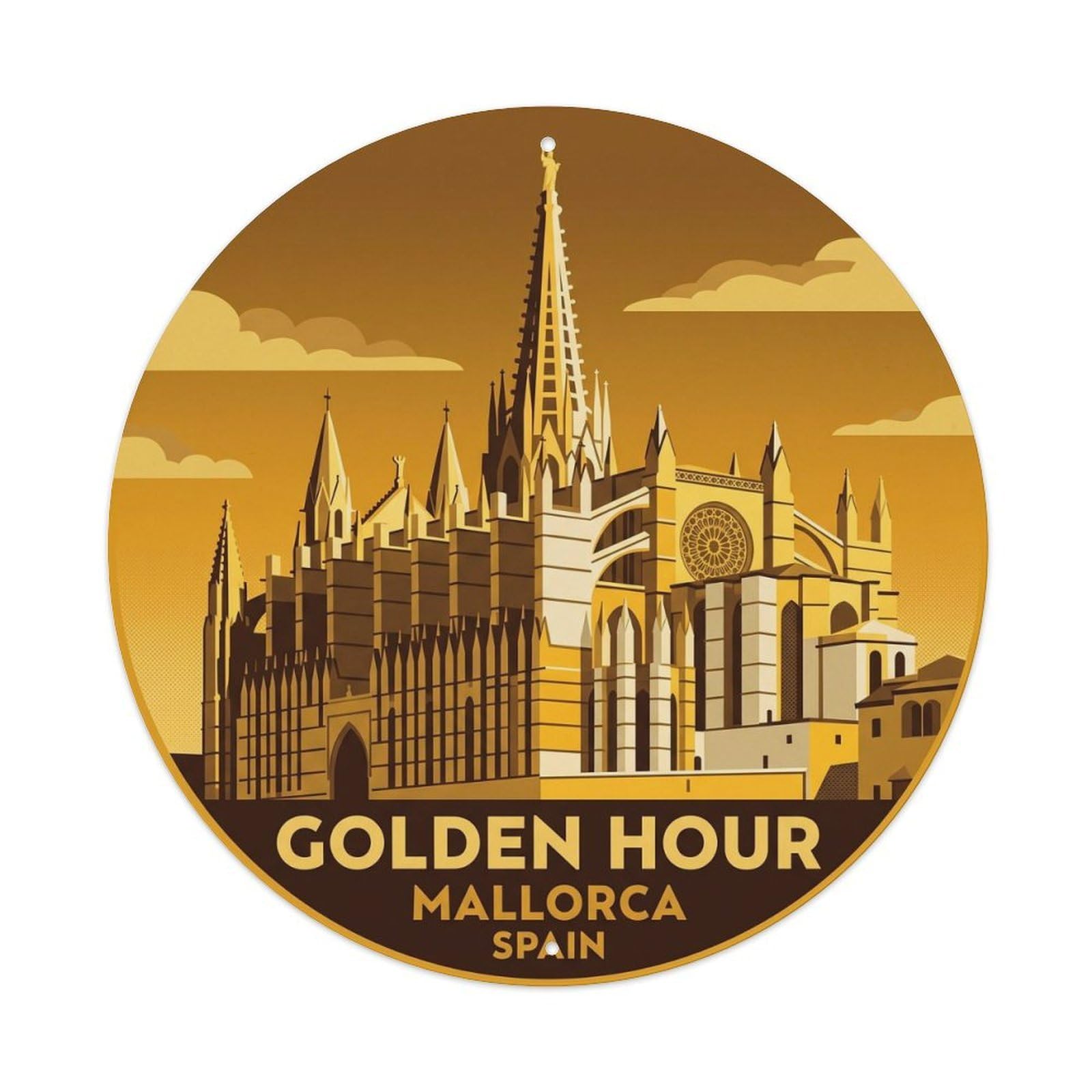 Olhnbad Style Seu Golden Hour Mallorca Heritage Landmark Metal Tin Sign