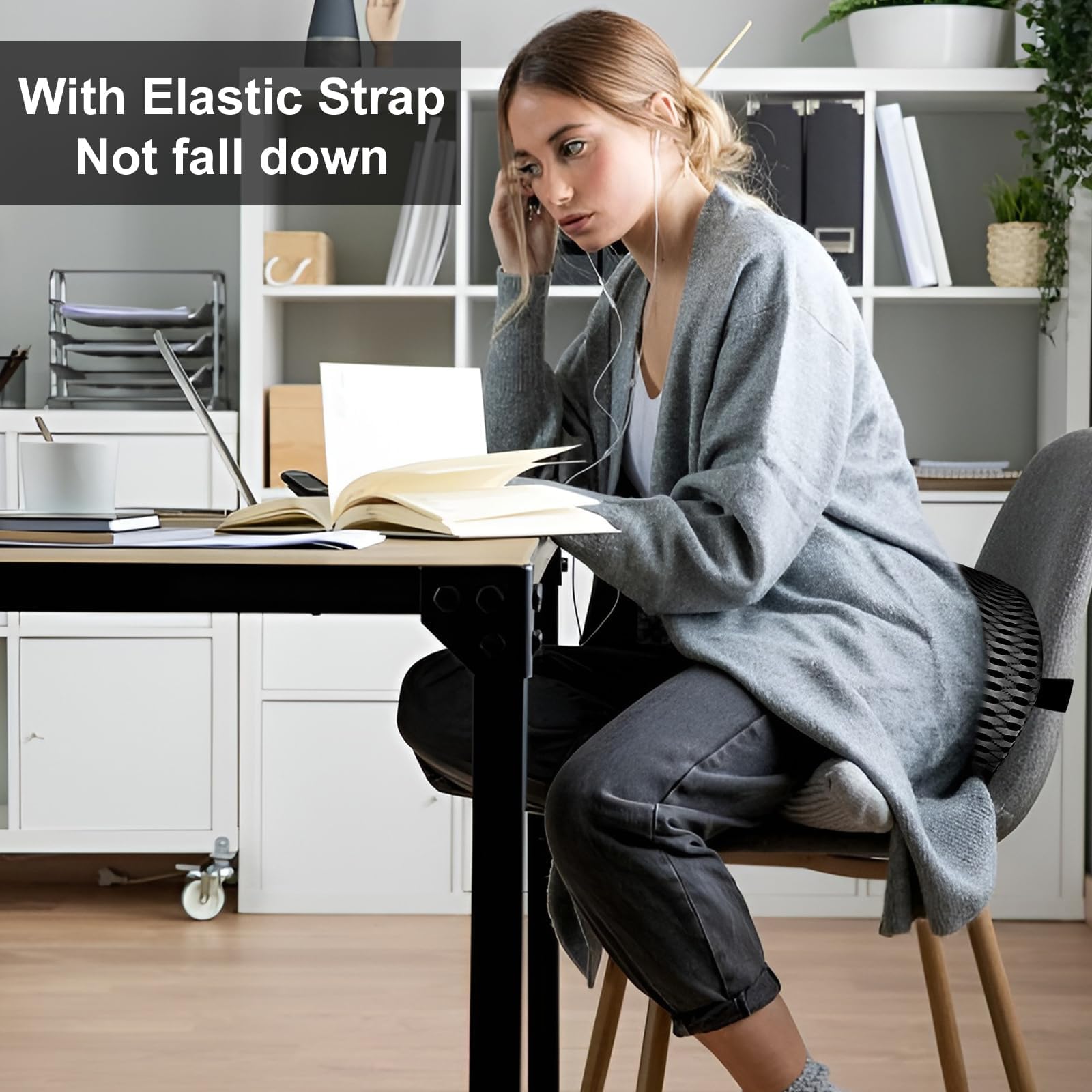 Cuscino ergonomico di supporto lombare, cuscino per schienale in memory foam di alta qualità, per sedia da ufficio, auto e giochi, design ortopedico per alleviare il dolore lombare, copertura in rete