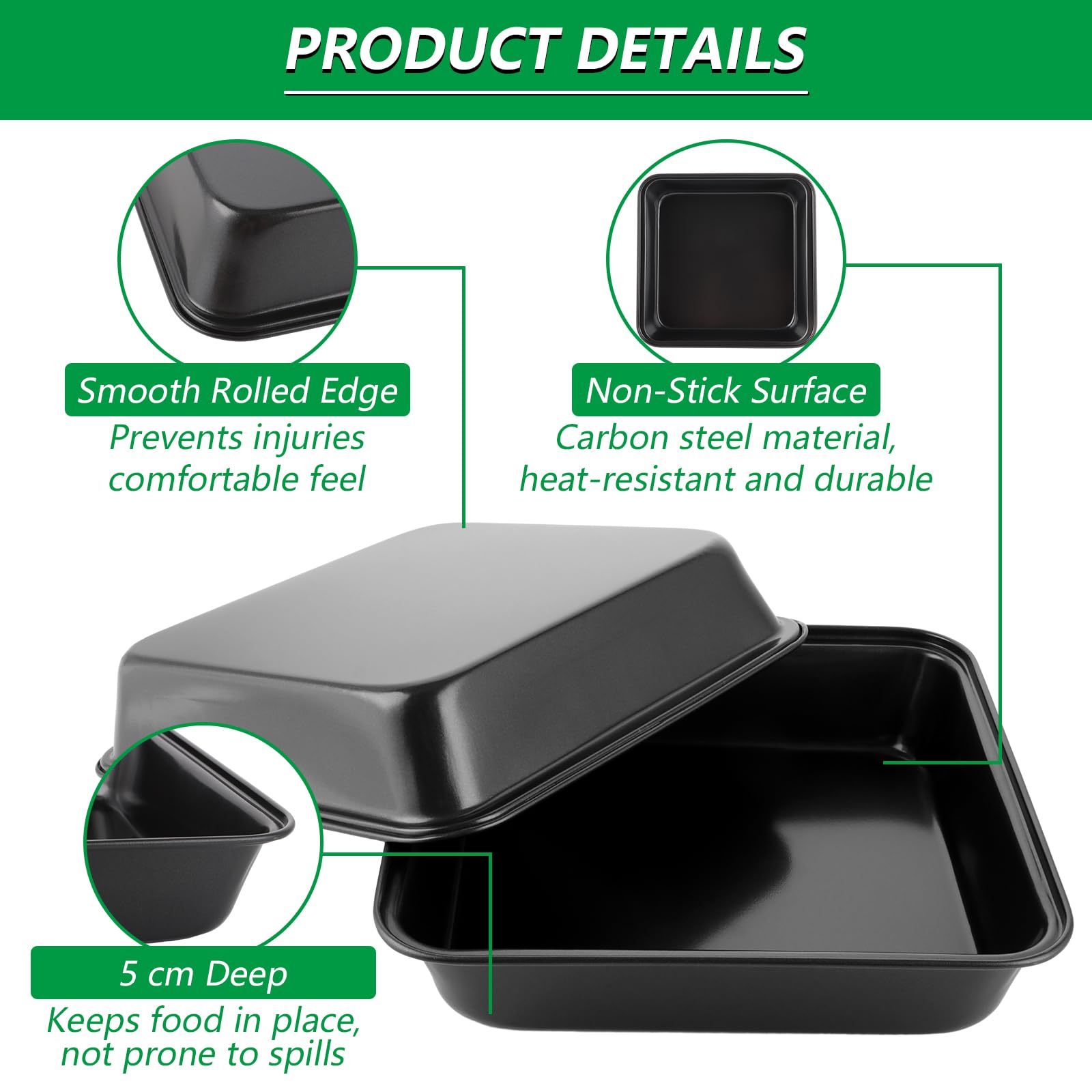 Moulle Brownie Plat Four Carré Herogo 21x21cm - Acier Inoxydable Pour Brownies 238421