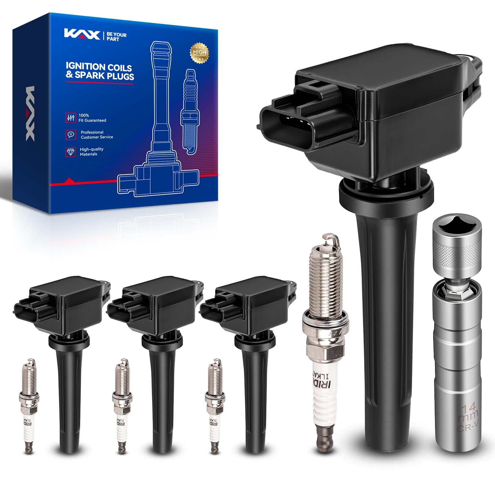 KAX 4 Ignition Coils &amp; 4 Spark Plugs Set for Toyota Yaris iA, iA