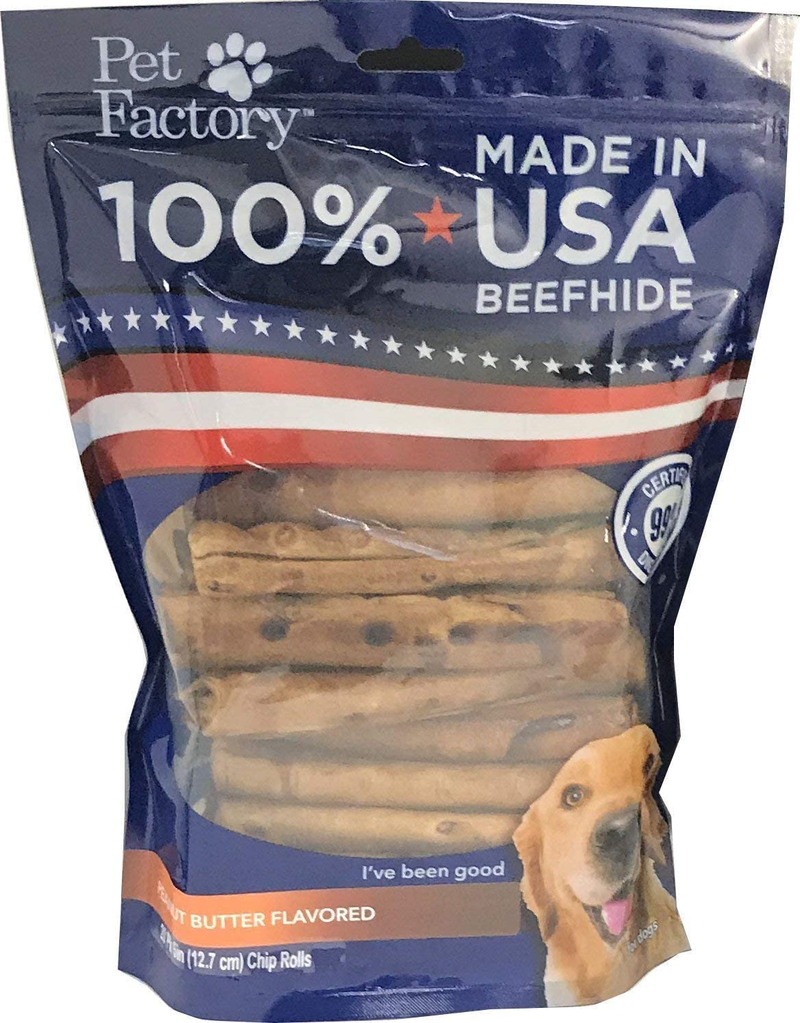 Pet Factory 100% Made in USA wołowina, 12,7 cm, bułeczki z frytkami, smakołyki dla psów, masło orzechowe, 20 sztuk/1 opakowanie