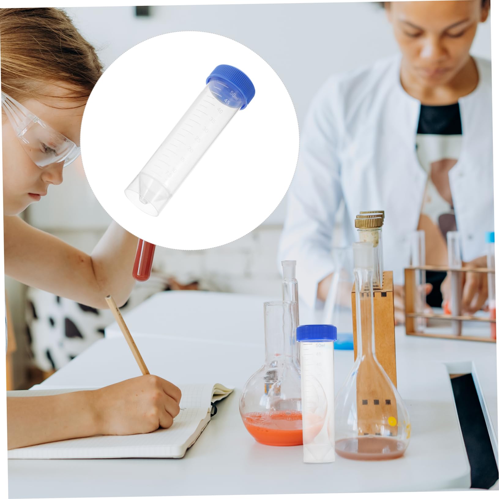 Alipis 50 Pezzi Provette Centrifuga da 50ml in Plastica Pp con Tappo a Vite e Fondo Piatto, Resistenti e Facili da Trasportare per Uso in Laboratorio