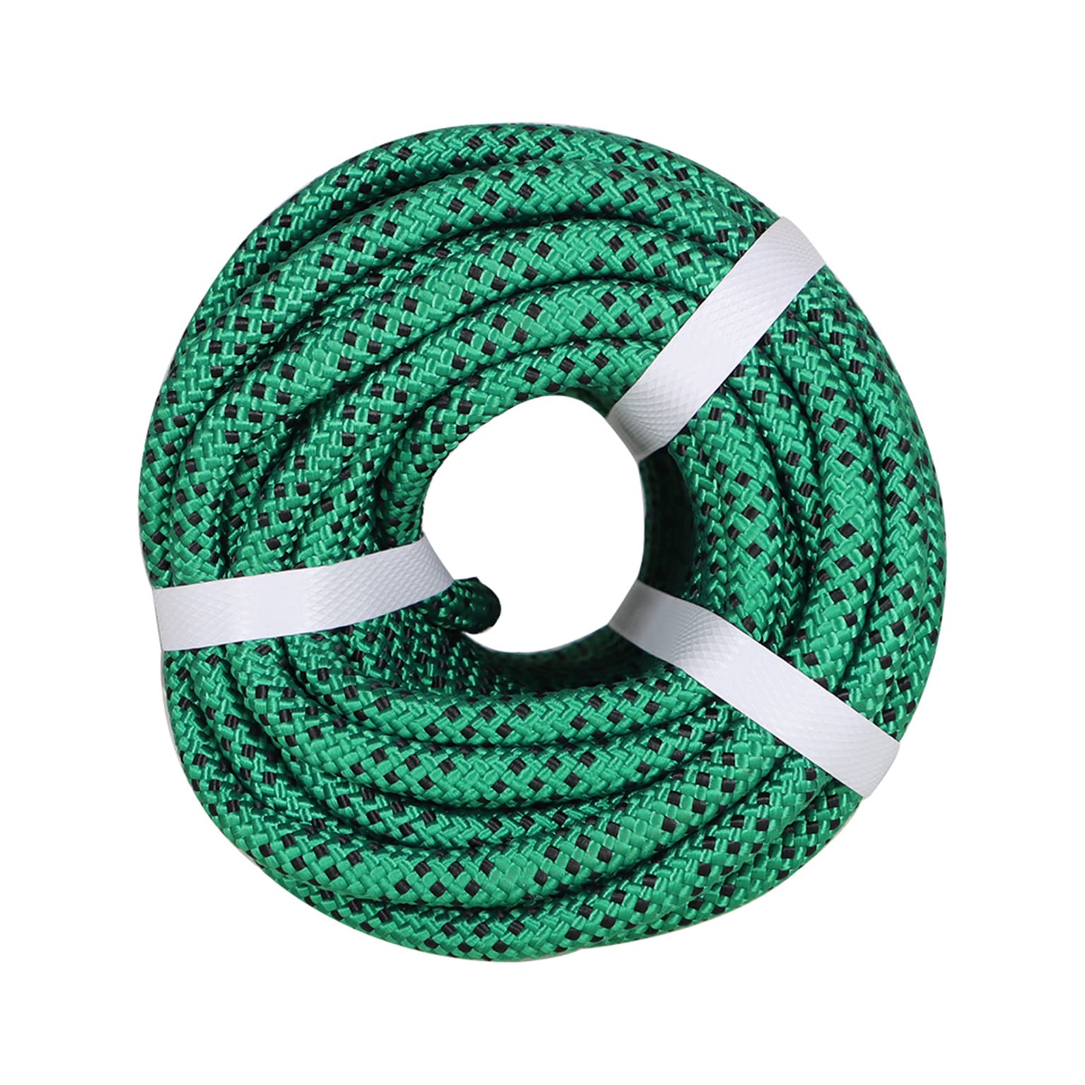 TJHSM 3/8IN x 100FT Good Strength Polyester Rope 3520Lbs Green and Black Braided Outdoor Rope for Hiking Camping Swing