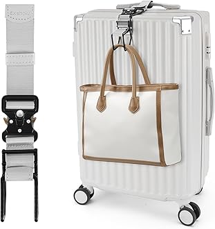 Exshoiu Luggage Hook Strap, J Hook for Luggage Strap Flight Attendant with Hands Free, Adjustable Travel Luggage Straps for Add a Bag Hook