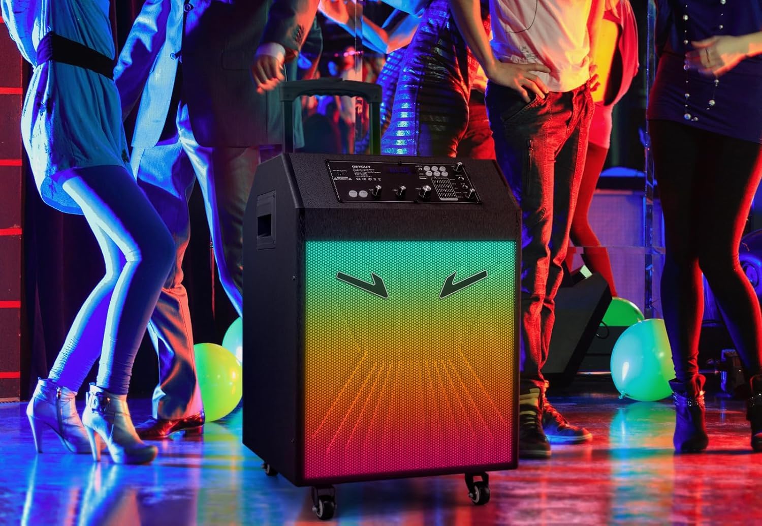 Karaoke Maschine Ankuka Karaoke Anlage mit 2 drahtlosen Mikrofonen Bluetooth PA Anlage mit Rädern und Disco Lichtern, unterstützt TV/TWS/EQ/AUX/USB/TF/Rec für Party, Geburtstag