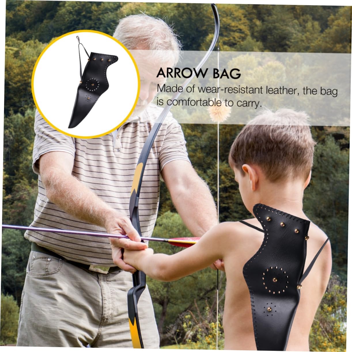 POPETPOP Archery Bag Pocket Quiver Back Quiver Hunting Quiver Arrows Quiver Bag Quiver Holder Leather Black