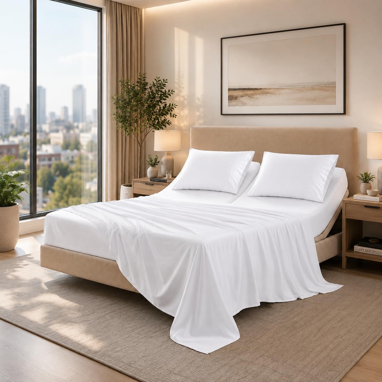 SGI bedding 34' King Split Top Flex Head Sheet