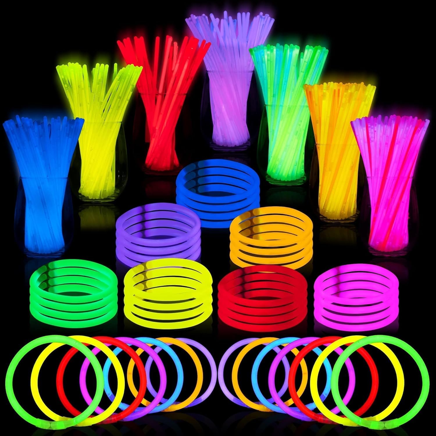 JOYIN 20.3 cm Knicklichter party set, Neon Leuchtstäbe Party Deko, Leuchtstäbe Kinder , Partygeschenke, leuchtende Partydekorationen mit Verbindungsstücken für Geburtstag, Hochzeit