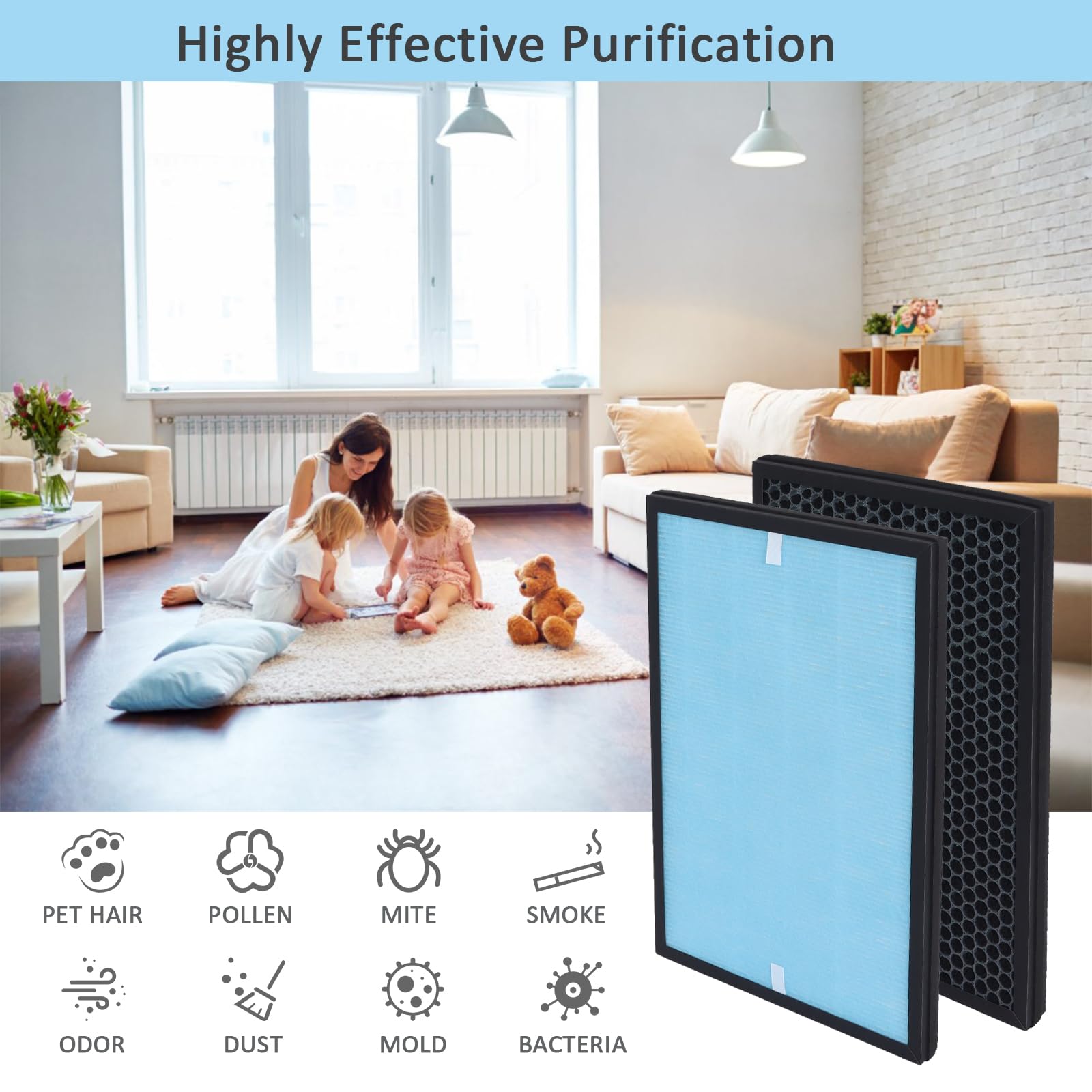 Filtro di Ricambio 4-in-1 Compatibile con 𝗔𝗶𝗶𝗯𝗼𝘁 Epi188, Filtro HEPA di Ricambio con Filtro a Carboni Attivi (2 Pezzi)