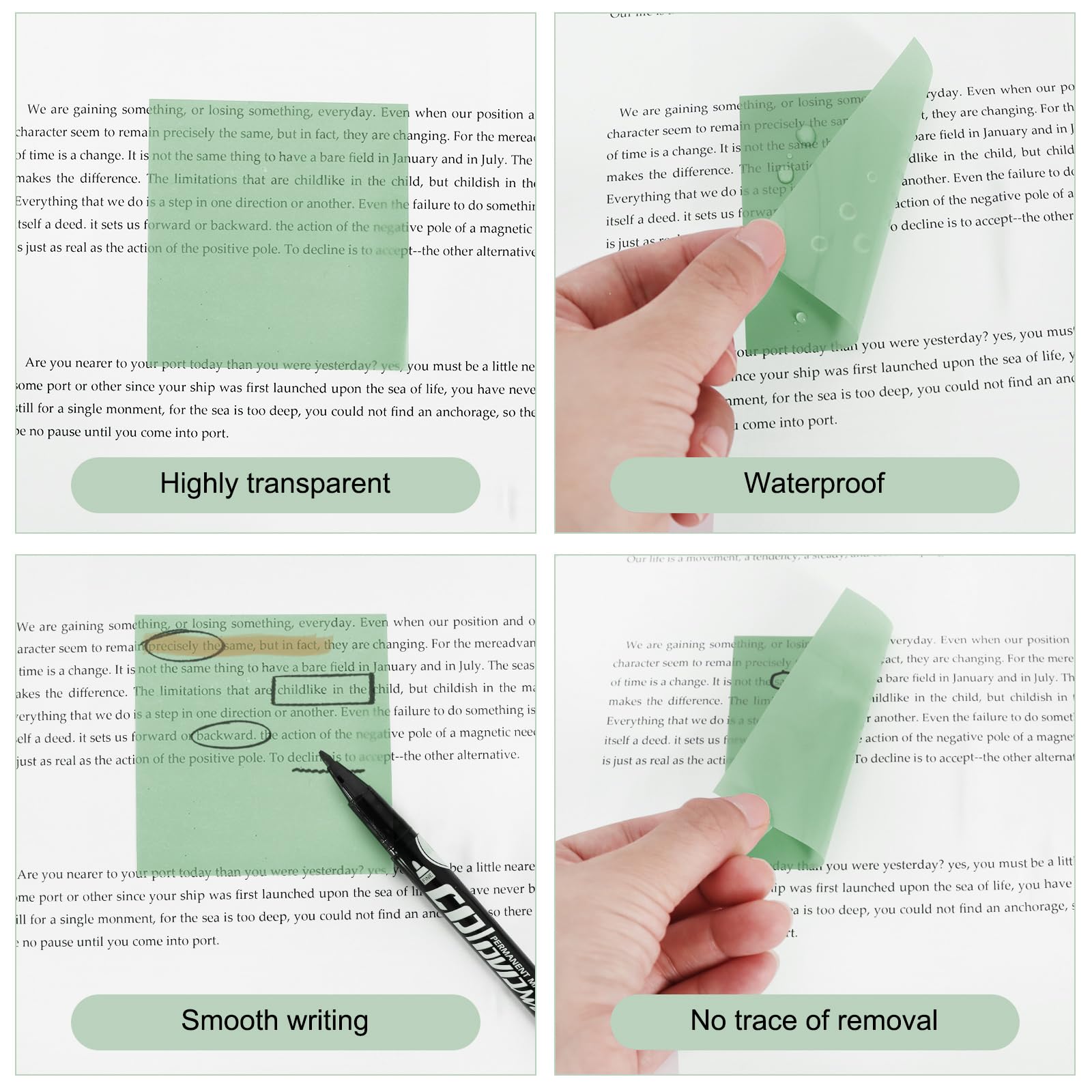 Vuzvuv Transparente Haftnotizen mit Stift, 7,6 x 7,6 cm, transparent, für Bibel-Tabs, Bücher, Büro- und Schulbedarf, 1120 Blatt (Morandi-Farben)