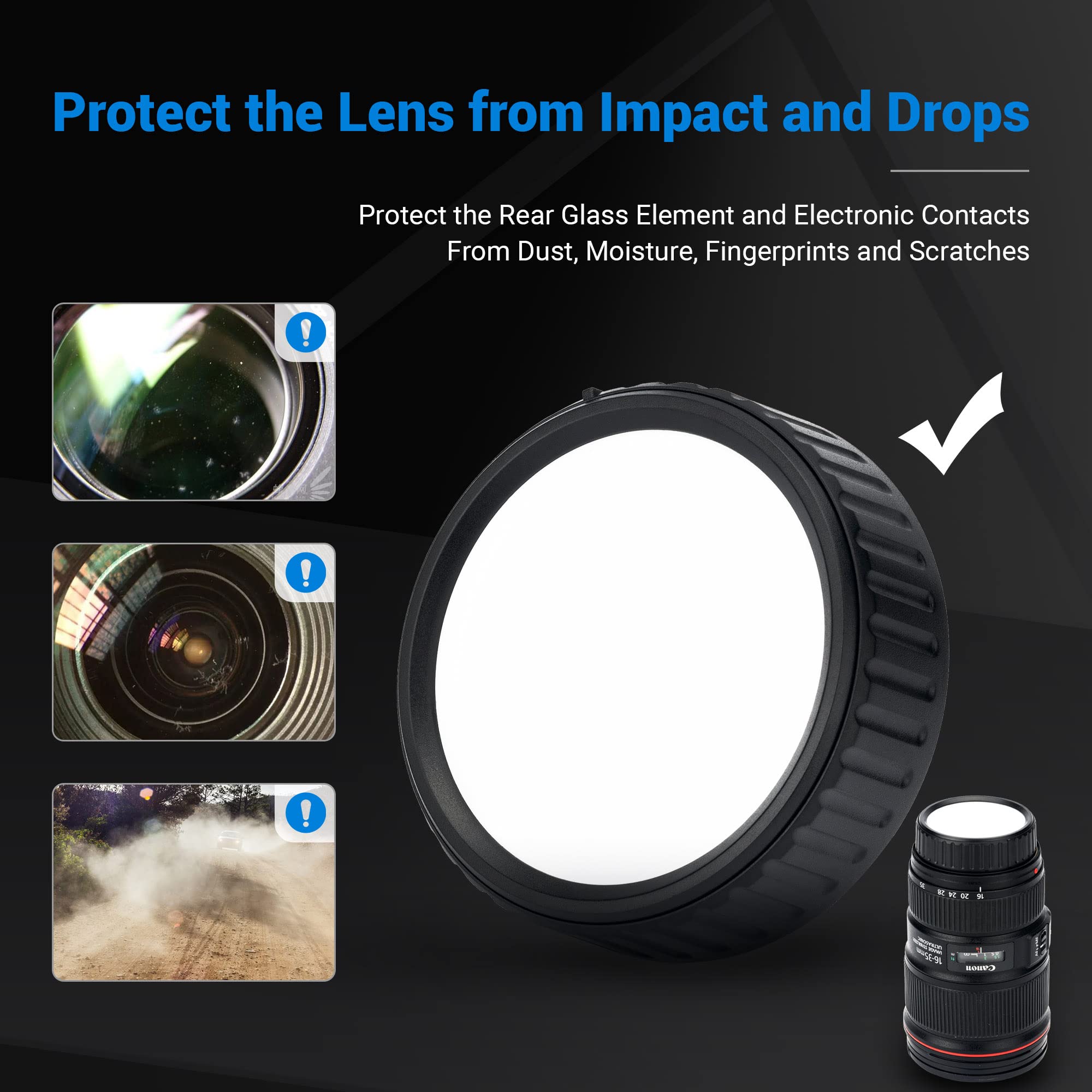 4x Canon EF - Tappo posteriore copriobiettivo di qualità - Cappuccio posteriore - Compatibile con obiettivi Canon EOS EF - Adaptout marca francese 4x Canon EF - Tappo posteriore copriobiettivo di qualità - Cappuccio posteriore - Compatibile con obiettivi Canon EOS EF - Adaptout marca francese
