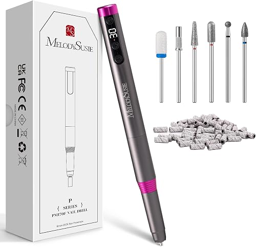 MelodySusie Pen-Shaped Ultra-Slim Cordless Nail Drill, PM170F 30000RPM Portable 