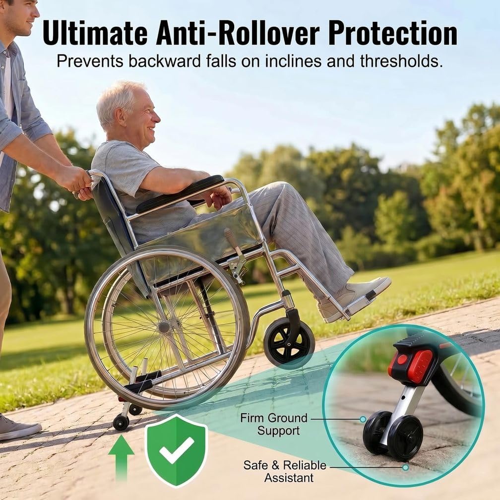 LDIW Dispositif de Basculement Arrière pour Fauteuil Roulant, Accessoire Stabilité Fauteuil Roulant 8 Speed Adjustable Height, Electric Accessories for Elderly and Disabled,22mm