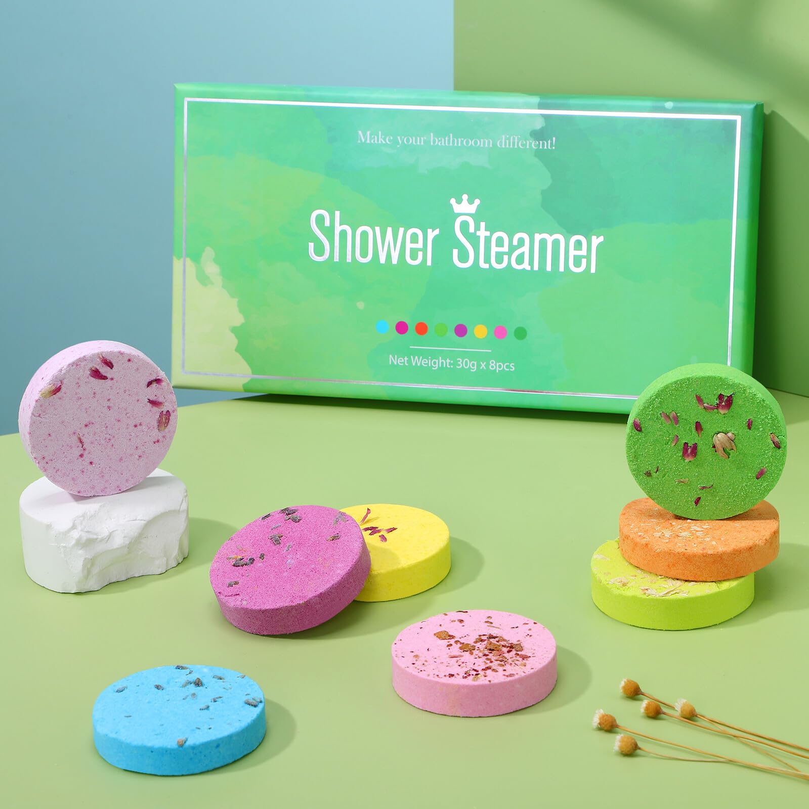 Tableta Aromática de Baño 8 Piezas Sal Marina Verde Claro