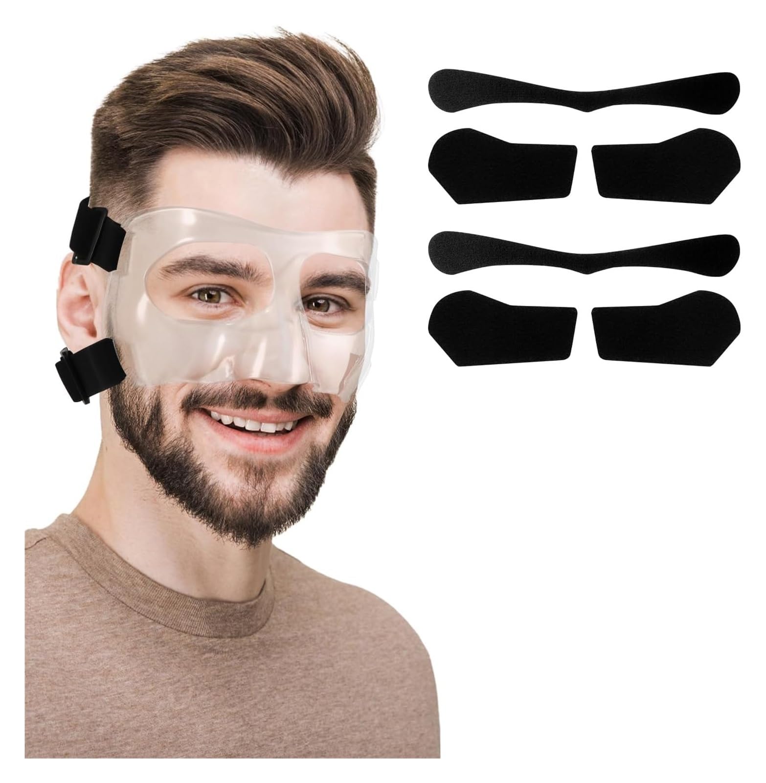 Máscara de Entrenamiento para Baloncesto Protector de Nariz Ajustable for Rota, máscara Deportiva protección Facial Transparente Transpirable for Baloncesto y fútbol
