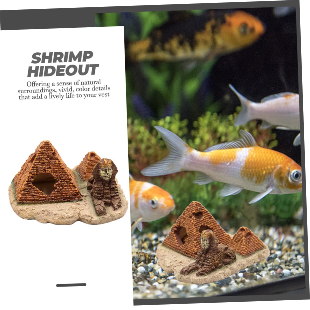 YARNOW 4 Pièces décor sous-Marin Décoration Aquarium Décoration Paysage Aquarium décorations d'aquarium Poisson cachette de crevettes d'aquarium Ornement en Forme de Pyramide résine