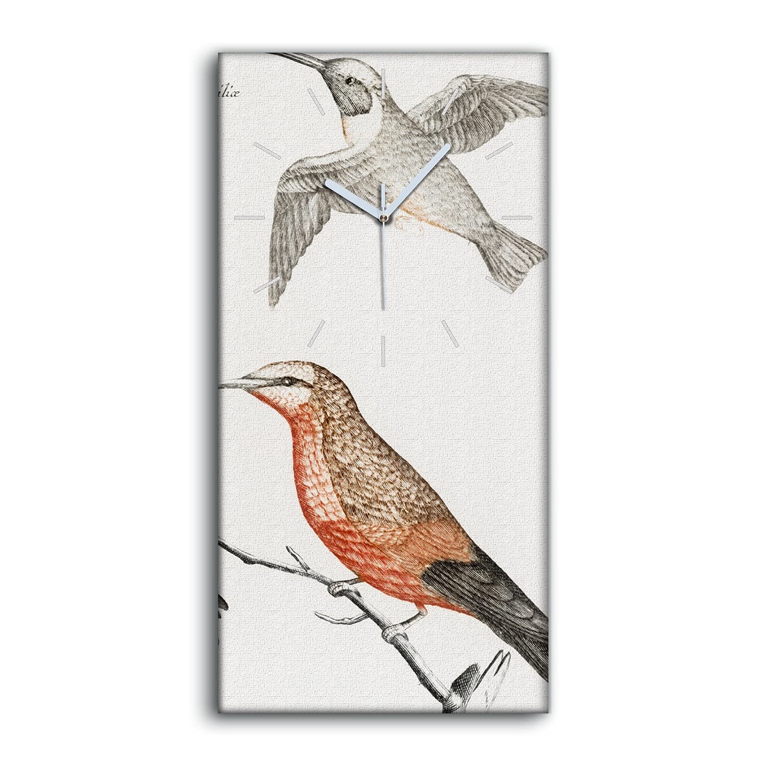 Horloge sur Toile Silencieuse Coloray 30x60cm Mains Blanches Idéale Bureau et Sommeil