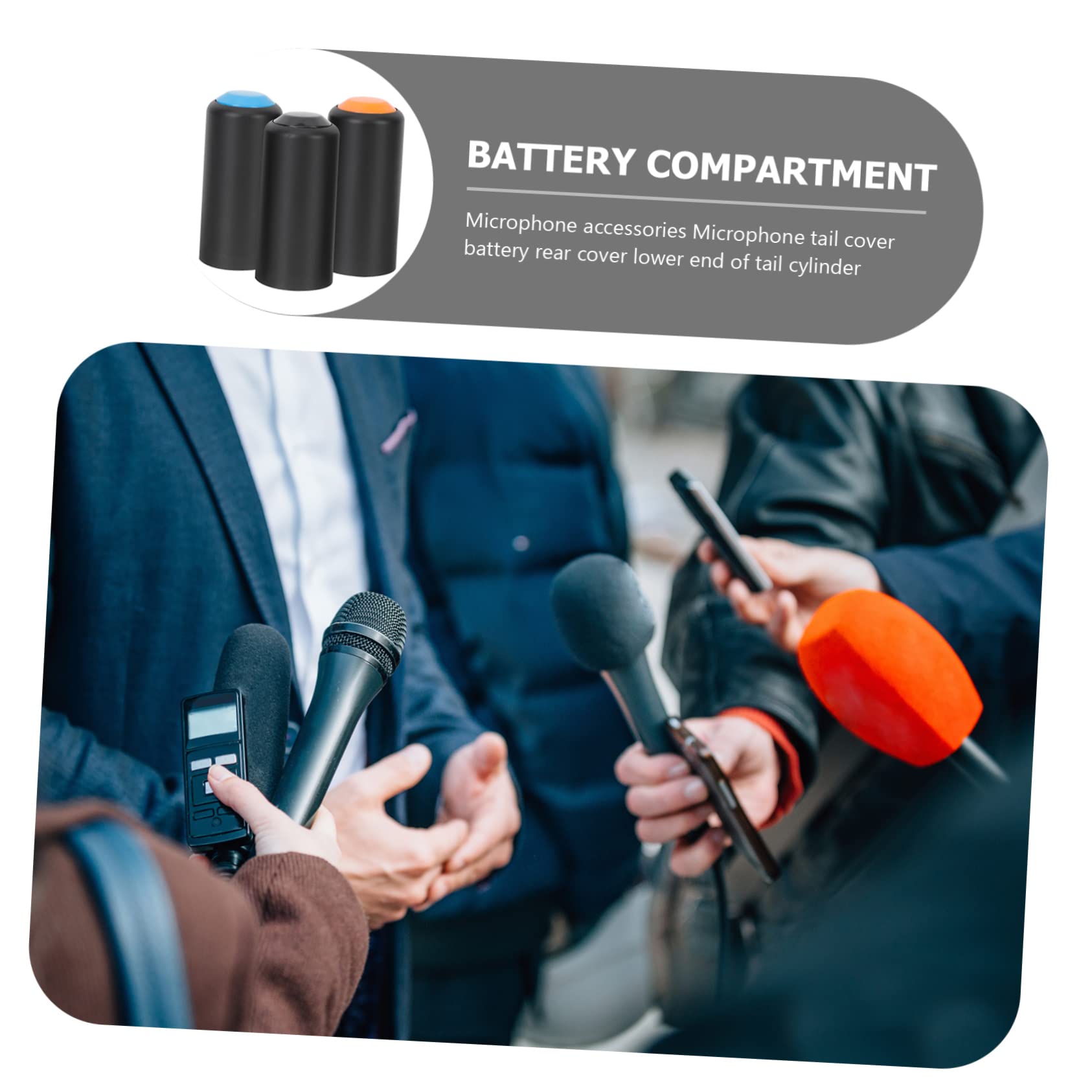 3pièces Capuchons De Batterie Microphone Durable Couvertures De Batterie Pour Microphone Compatible Avec Identification Facile