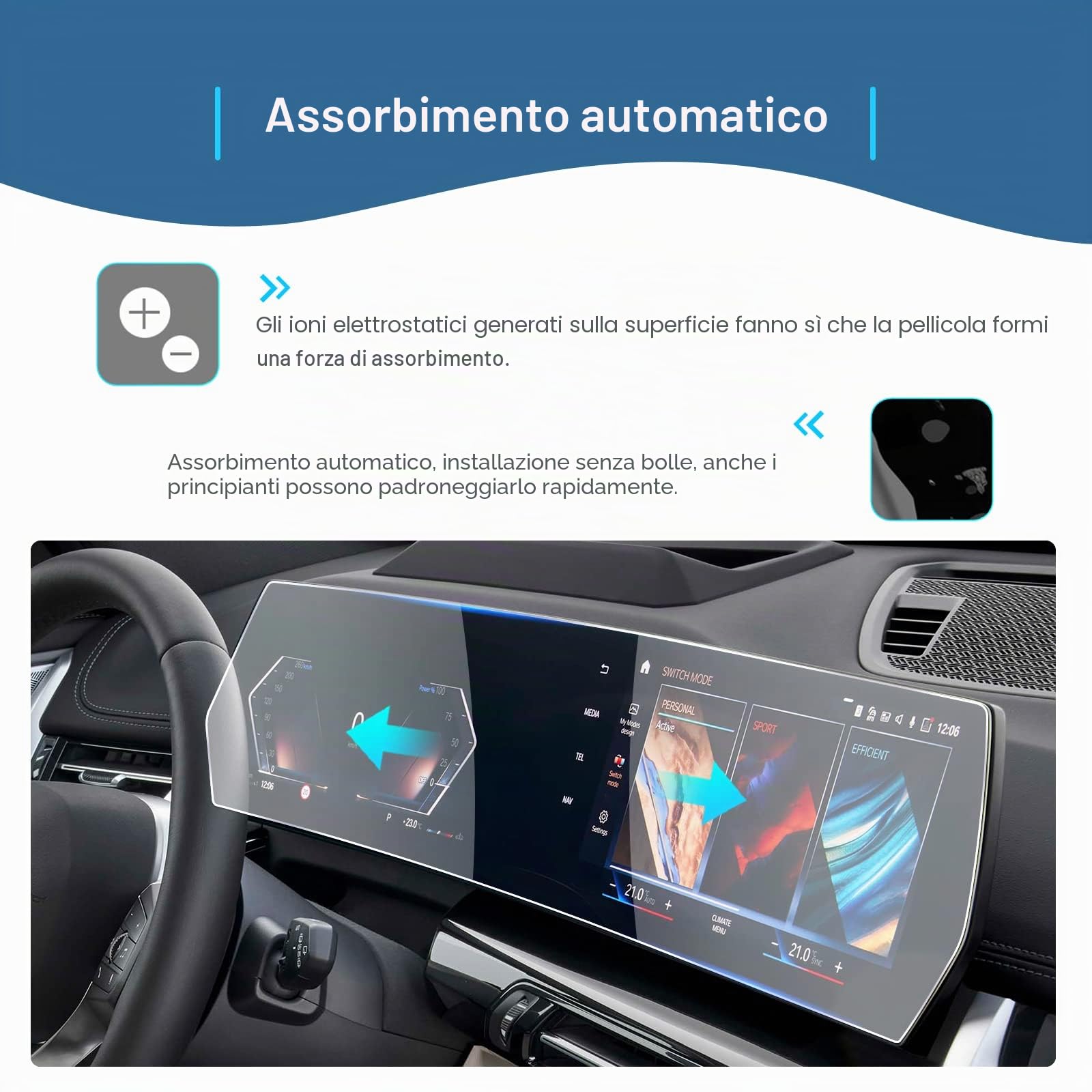 GAFAT Compatibile con BMW X1 iX1 U11/ X2 iX2 U10/ Serie 1 F70 2022-2024 2025 Pellicola Protettiva, 10,7" Navigation+ 10,25" Cockpit Pellicola in Vetro per X1 U11 iDrive 8, Antiurto, 9H Anti Graffio