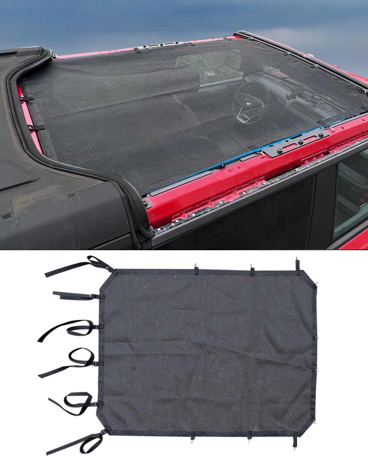 Latest Sunshade for Ford Bronco 2021+ 4 Door, Full Length Mesh Sun Shade Bimini Top Cover Blocks UV, Wind, Noise Accessories