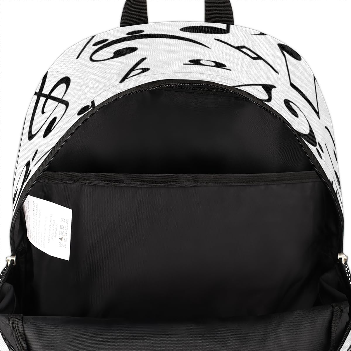 TropicalLife Rucksack mit Musiknoten, Mehrzweck-Rucksack für Kinder, Mädchen, Jungen, Männer, Frauen, 18,4 l, schwarzer Noten-Rucksack, Schule, Büchertasche, lässiger Laptop-Tagesrucksack, farbig,
