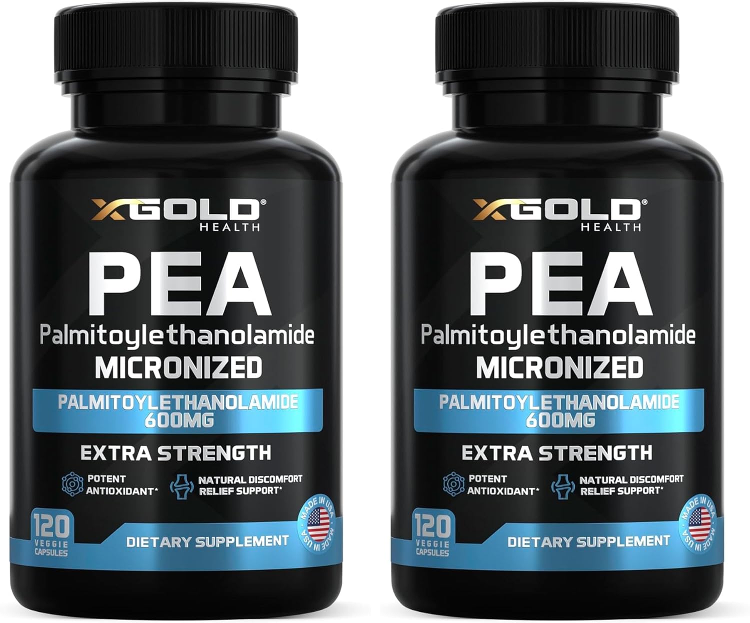 Palmitoylethanolamide Pea Supplement 600 mg | Micronized Pea 99% Highly Purified and Bioavailable | Made in USA | Supplement for Men and Women - 120 Capsules