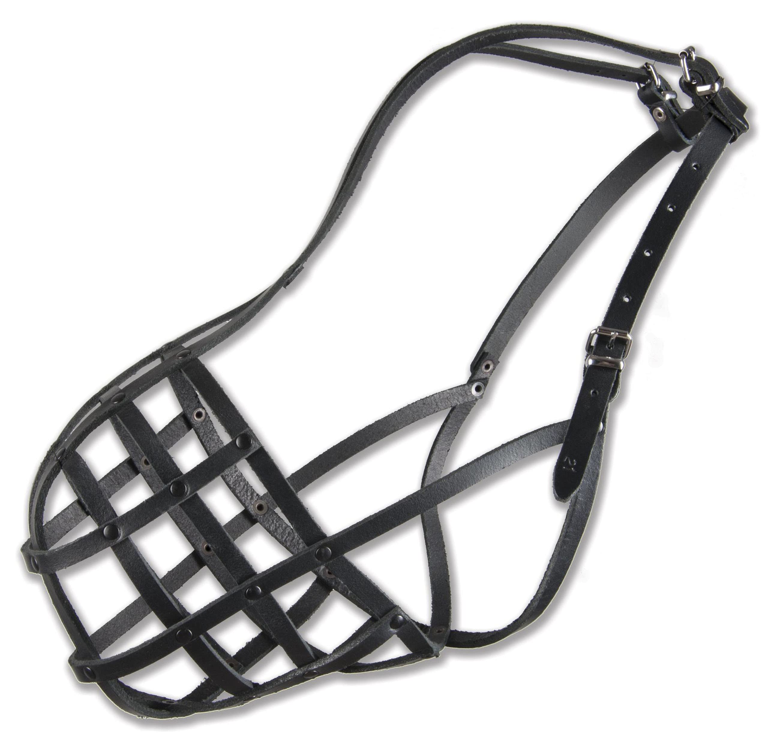 DINO Mastiff Black Leather Muzzle "21"