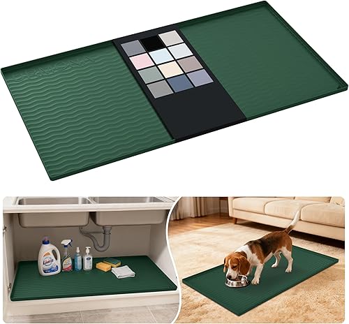 Miniatura 70 de URMONA Tapete de silicona impermeable para debajo del fregadero de 40 x 22 pulgadas, forro para estante de cocina y baño, protector de gabinete y
