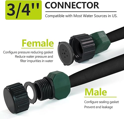 Miniatura 2 de Manguera plana de remojo de 100 pies para camas de jardín (paquete de 2 unidades de 50 pies), manguera de remojo para riego de base, mangueras de