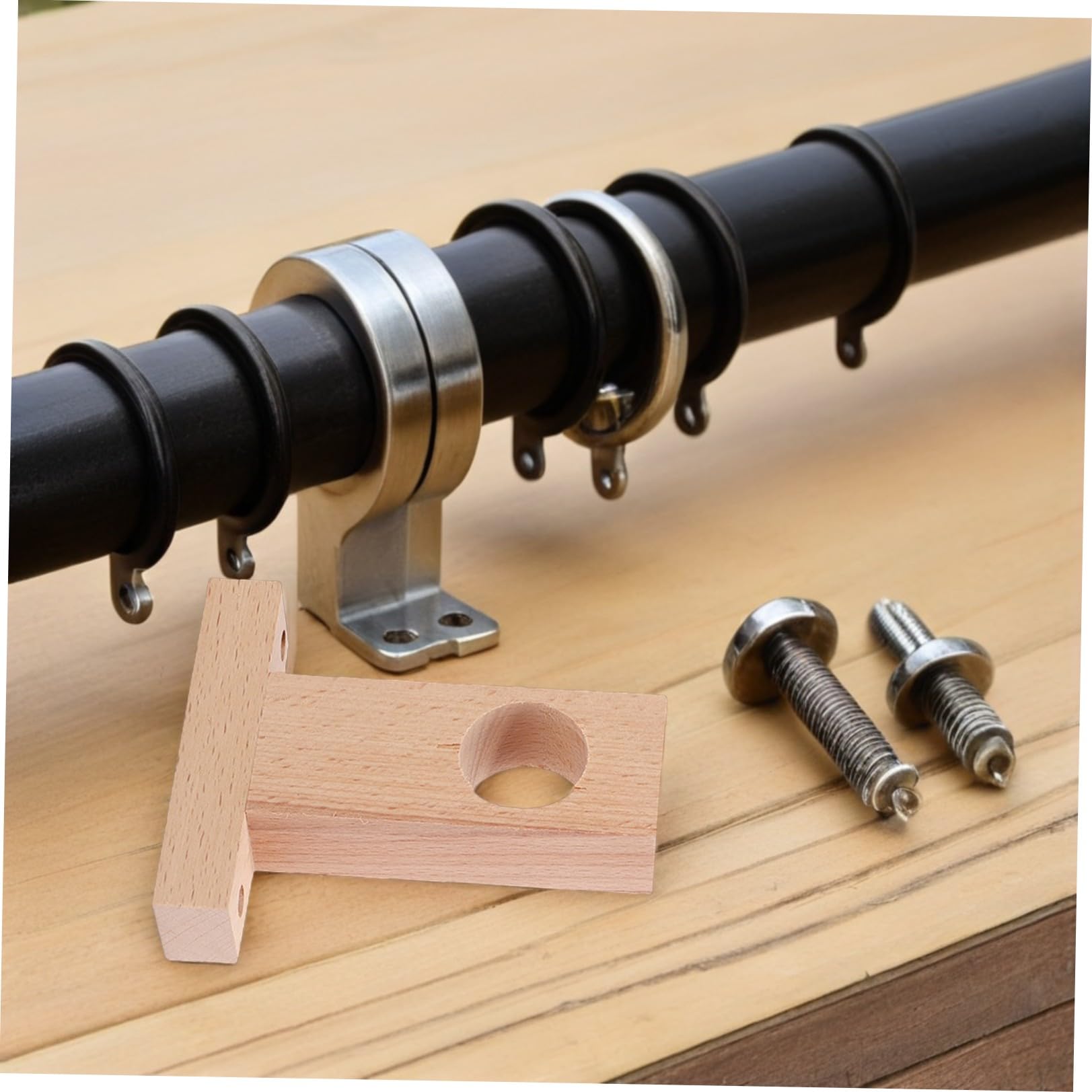 Supporti per Aste per Tende in Legno 4 Pezzi Facili da Installare e Resistenti per Camera da Letto e Casa Diametro Interno 2,5-3 Cm