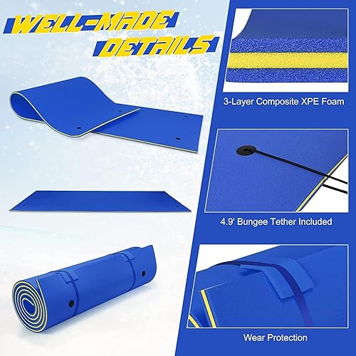 Miniatura 5 de Goplus Almohadilla de agua flotante, almohadilla de lirio para recreación acuática y relajación, alfombrilla flotante de espuma XPE resistente a