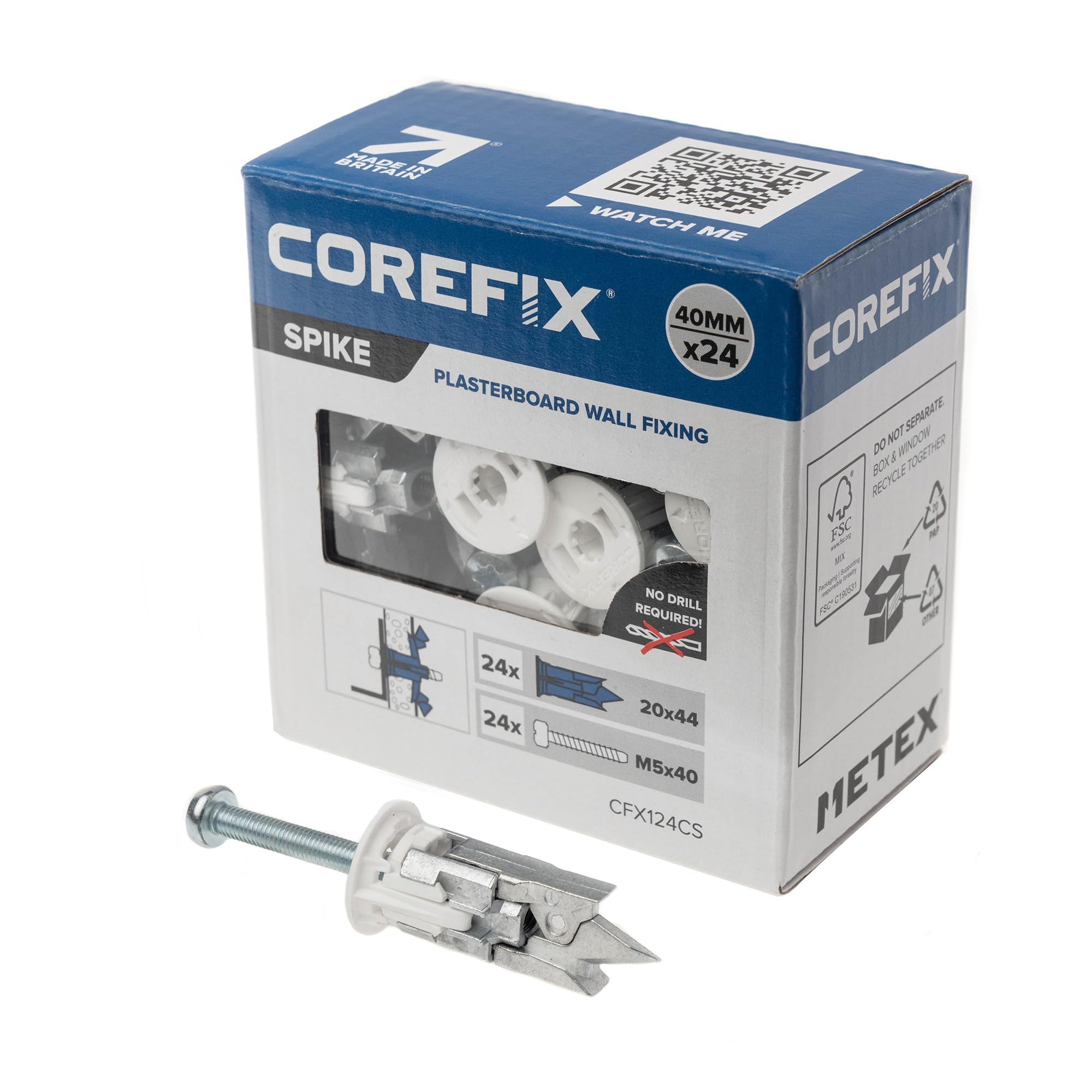 Corefix Spike Heavy Duty Plasterboard Fixings 24 Pack, DIY Kit with ...