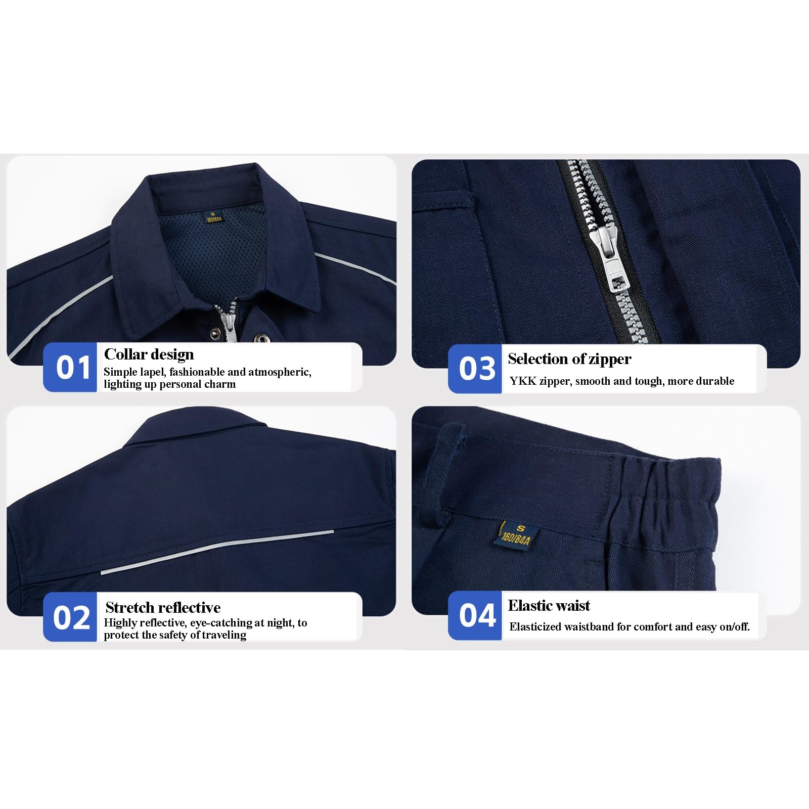 Set Giacca E Pantaloni da Uomo, Officina A Maniche Lunghe con Tasca Anti-smarrimento, Uniformi Meccaniche