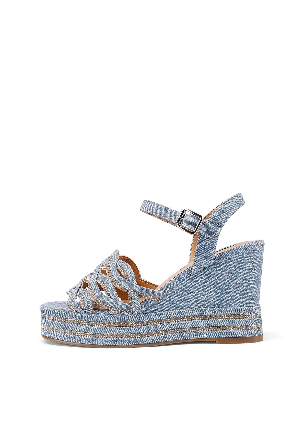 QUEEN HELENA Zeppe con Strass Sandali Alti con Cinturino Donna ZM9915