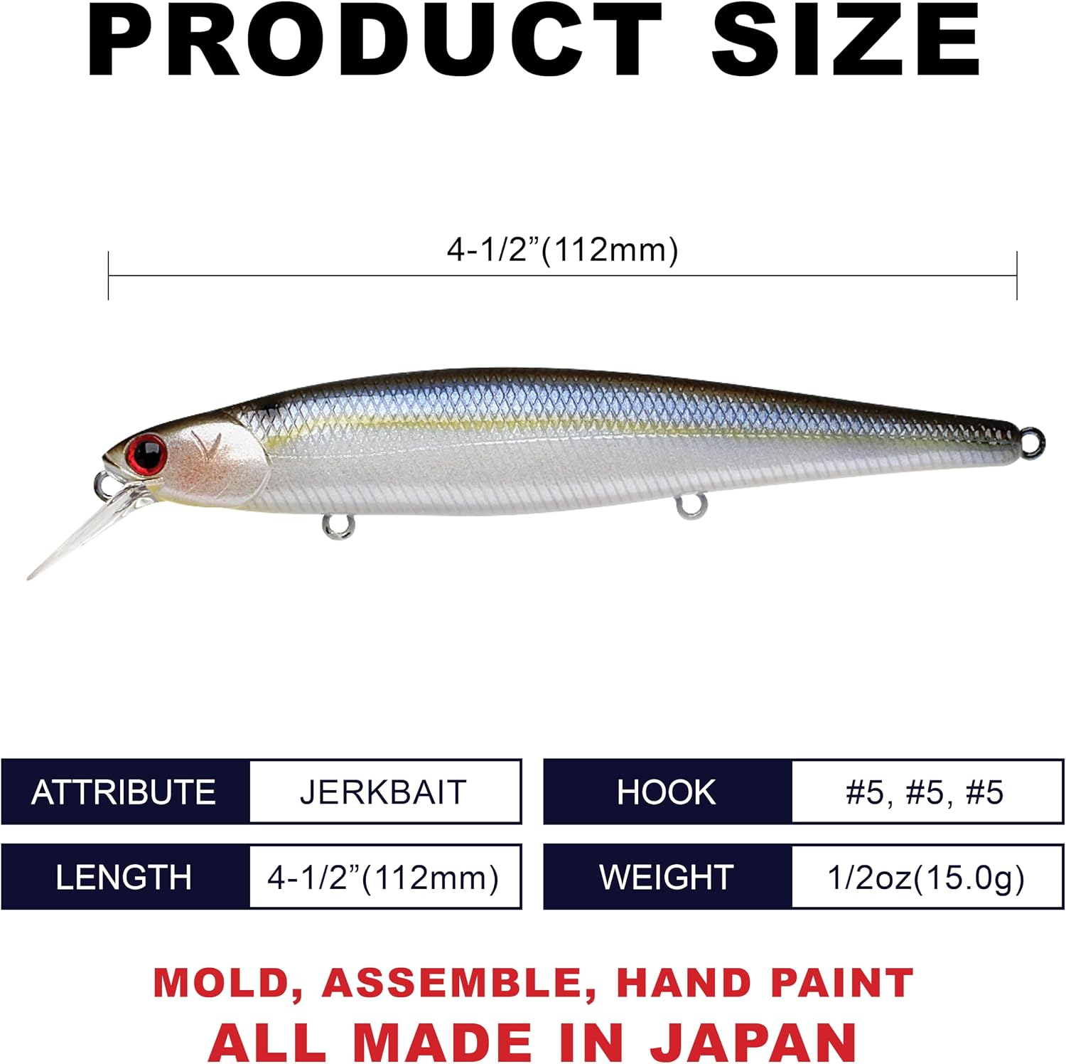 LUCKY CRAFT Slender Pointer 112 MR Fishing Lure, 4.5" Suspending Jerkbait, 4-5 ft Depth, Long Casting, Freshwater Trout and Bass Lures, Bass Fishing Gear and Tournament Hard Bait