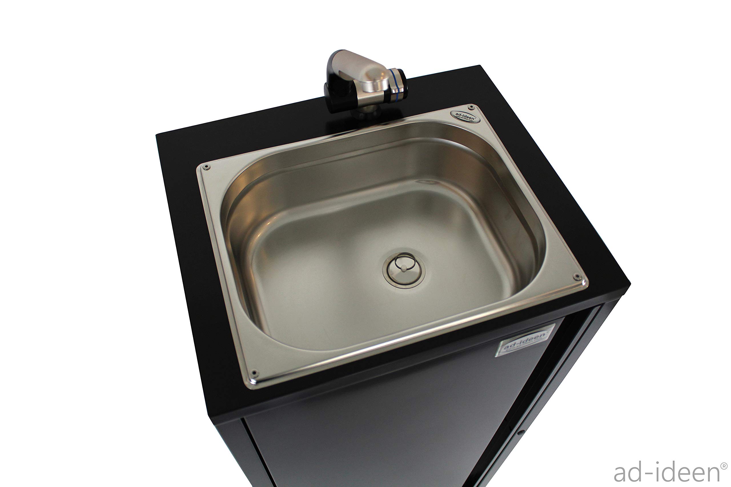 Mobiles Handwaschbecken Waschbecken Verkaufsstand 2 Kanister + Heizstab Warmwasser bis ca. 36°C Anthrazit (ad-ideen)